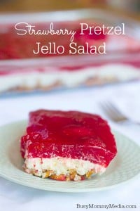 Strawberry Pretzel Jello Salad on BusyMommyMedia.com