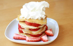 Strawberry coconut pancake stack