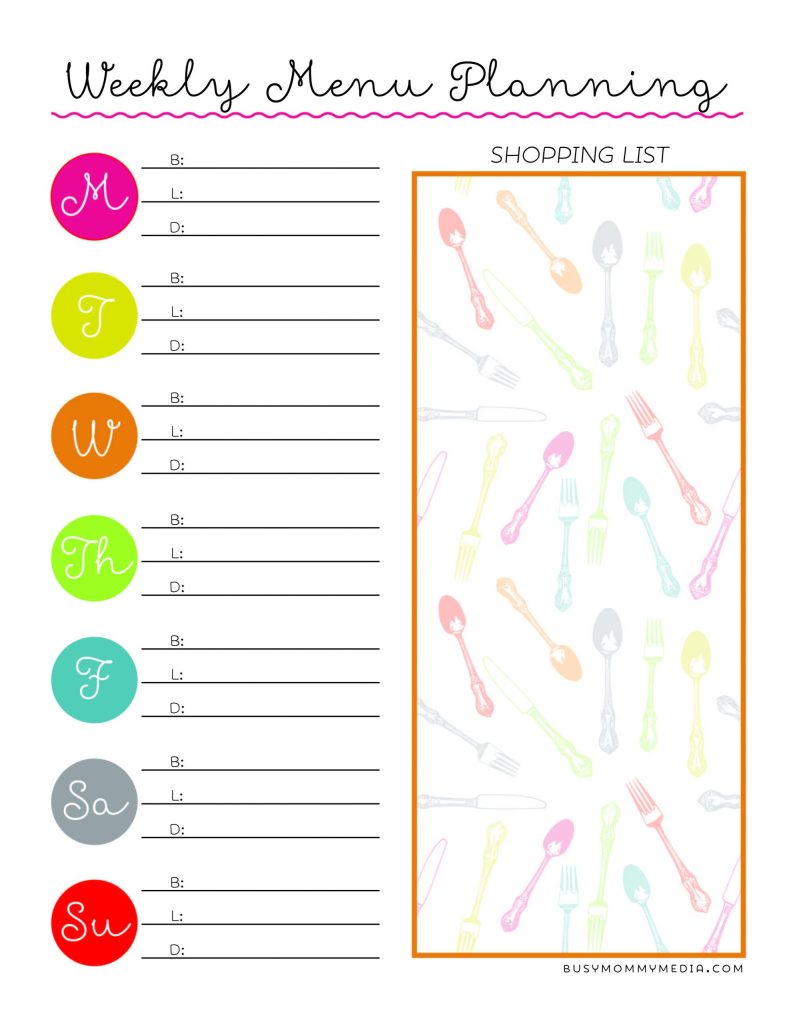 Use this free printable meal planning chart to help you get dinner on the table.