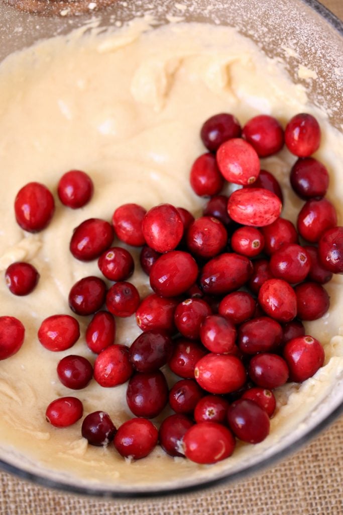 Making cranberry muffins