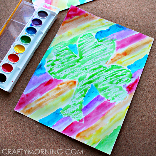 crayon resist shamrock