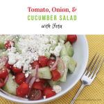 Tomato, onion, and cucumber salad with feta - This makes an AMAZING summer side dish!!