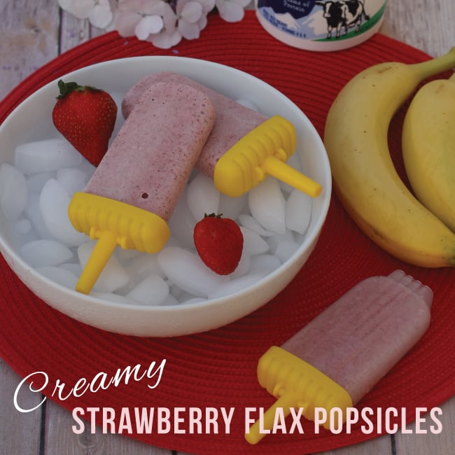 Creamy Strawberry Flax Popsicles with Mountain High Yoghurt