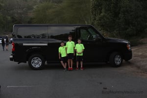 Dress kids in matching colors to keep track of them in public places.
