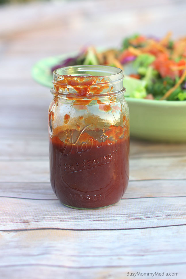 Loaded BBQ Chicken Salad with homemade barbecue sauce from BusyMommyMedia.com 