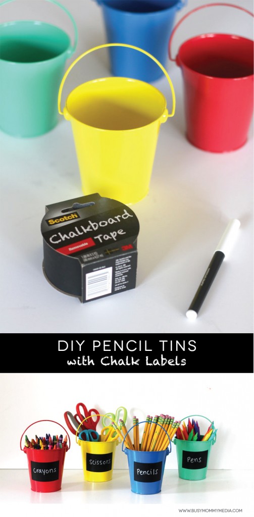 DIY Pencil Tins with Chalk Labels on BusyMommyMedia.com