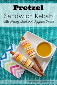 Pretzel Sandwich Kebabs with Honey Mustard Dipping Sauce on BusyMommyMedia.com