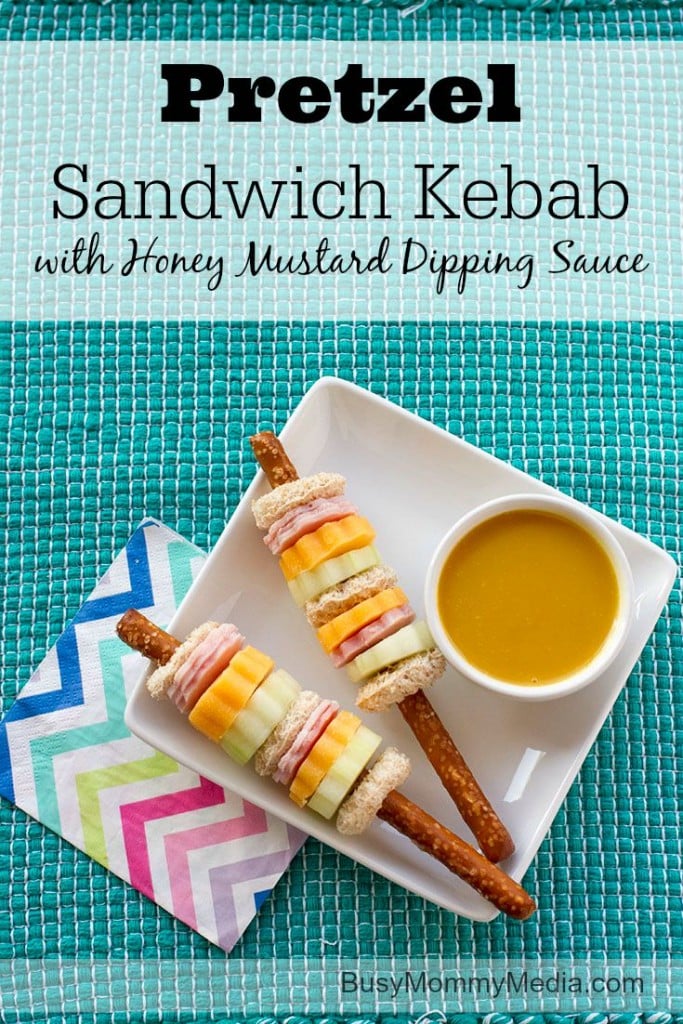 Pretzel Sandwich Kebabs with Honey Mustard Dipping Sauce on BusyMommyMedia.com