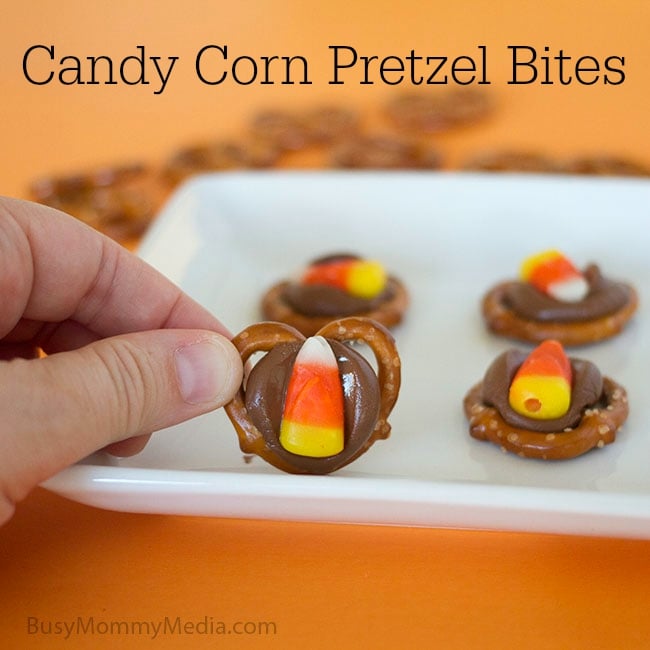 Candy Corn Pretzel Bites on BusyMommyMedia.com | This is such a fun Halloween treat!