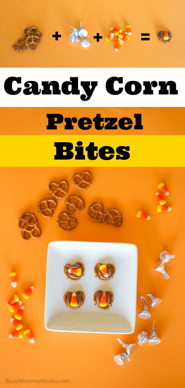 Candy Corn Pretzel Bites on BusyMommyMedia.com | This is such a fun Halloween treat!