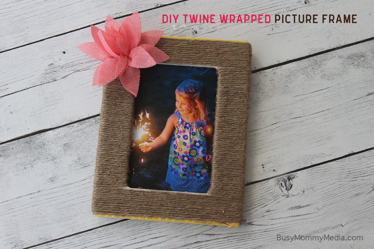 DIY Twine Wrapped Picture Frame on BusyMommyMedia.com
