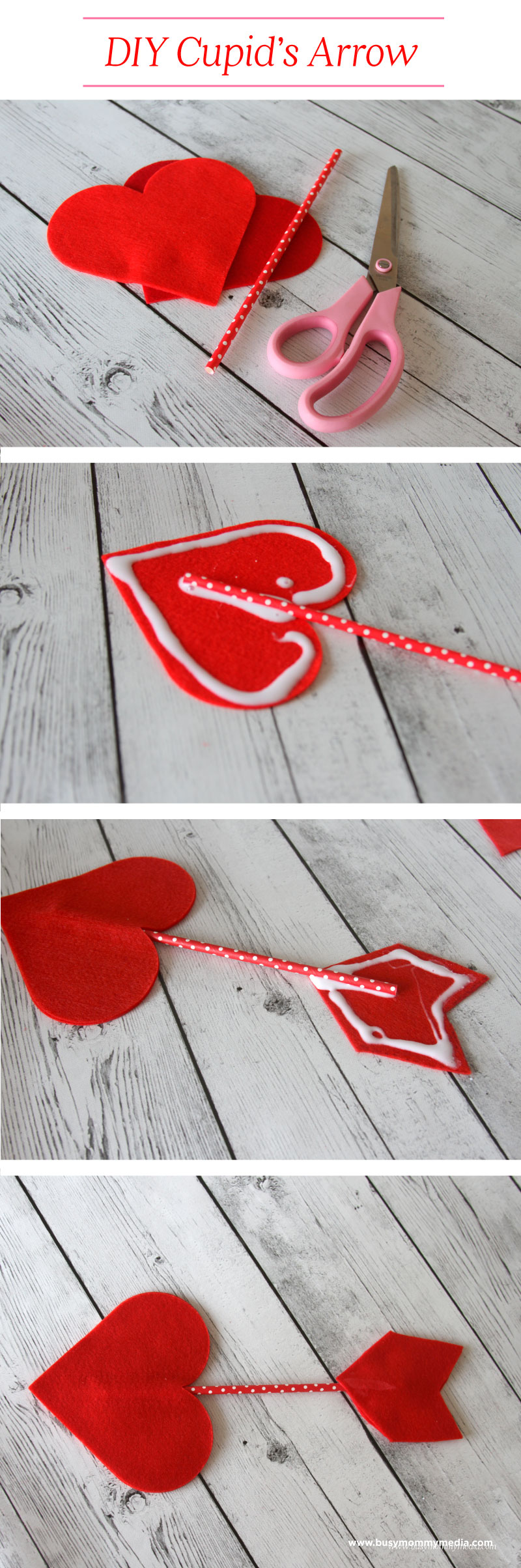 DIY Cupid's Arrow | This is such a cute craft for Valentine's Day! Wouldn't this look cute at a Valentine's Day party?