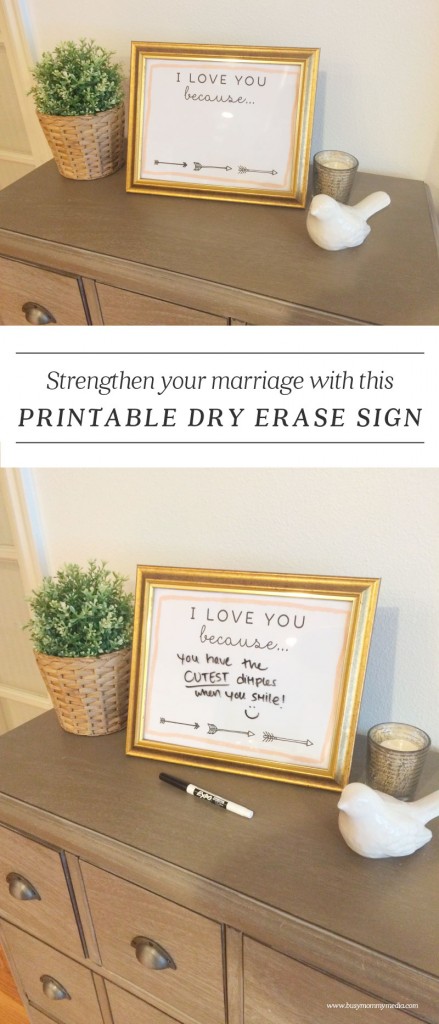 Printable "I Love You Because . . . " Dry Erase Sign