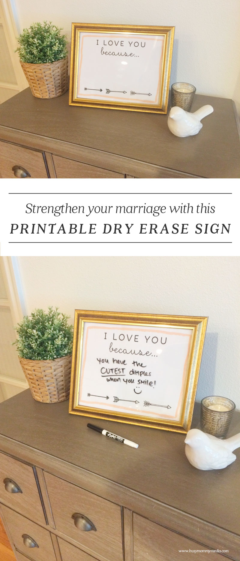 Printable "I Love You Because . . . " Dry Erase Sign