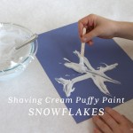 Shaving Cream Puffy Paint Snowflakes on BusyMommyMedia.com