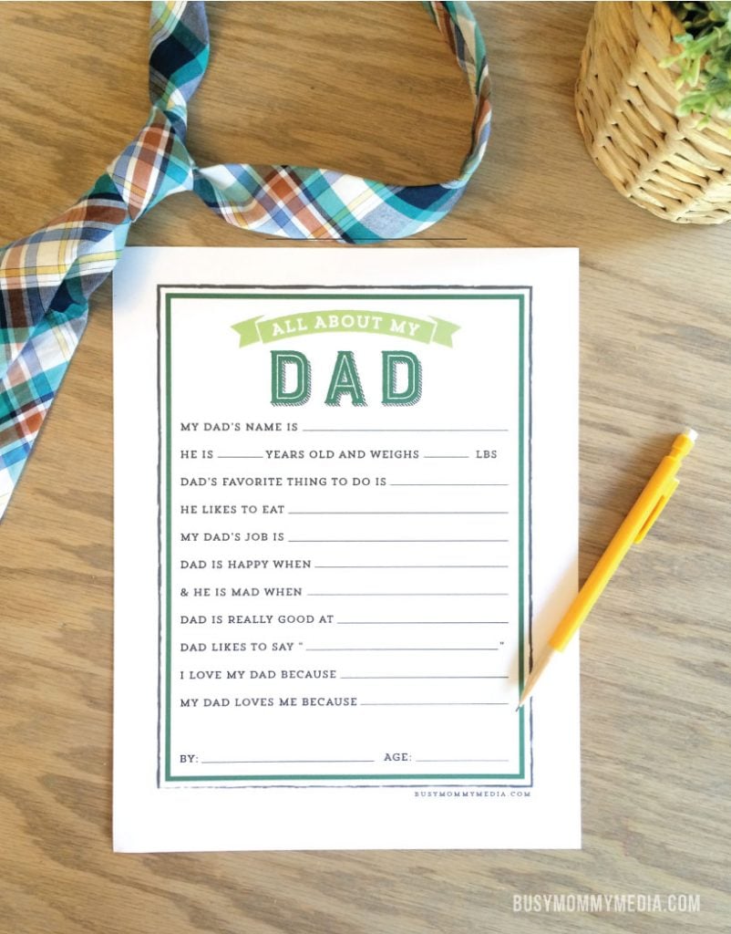 Father's Day Printable | This is such a fun gift idea for Father's Day! I'd save these to look back on as kids get older!
