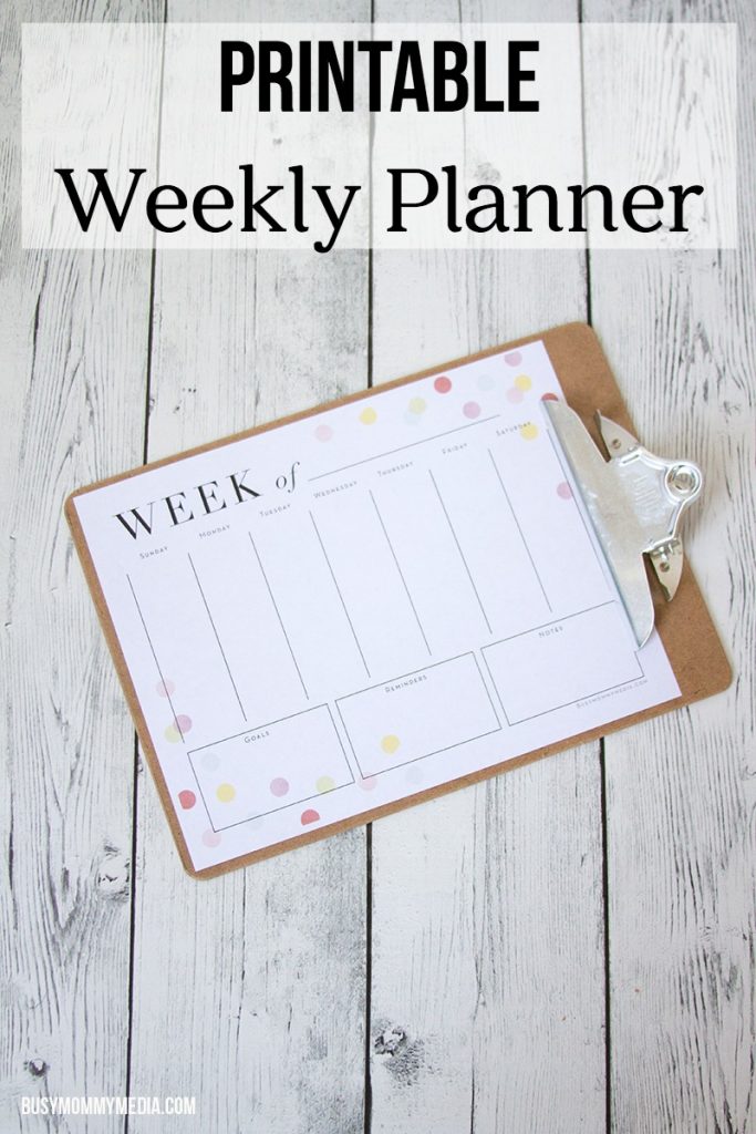Printable Weekly Planner from BusyMommyMedia.com