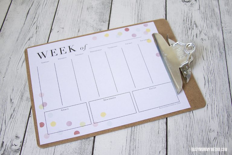 Printable Weekly Planner from BusyMommyMedia.com