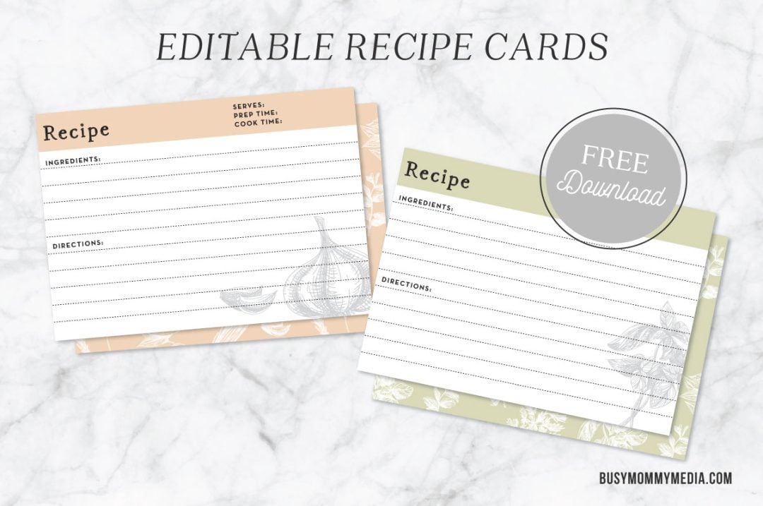 Editable Recipe Cards