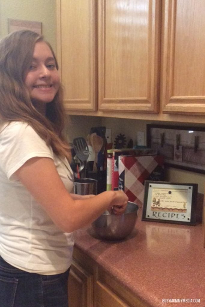 College student learning to cook
