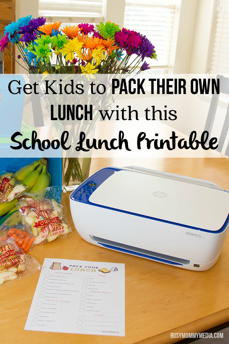 Get Kids to Pack their Own Lunch with this School Lunch Printable