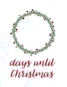 Printable Dry Erase Christmas Countdown