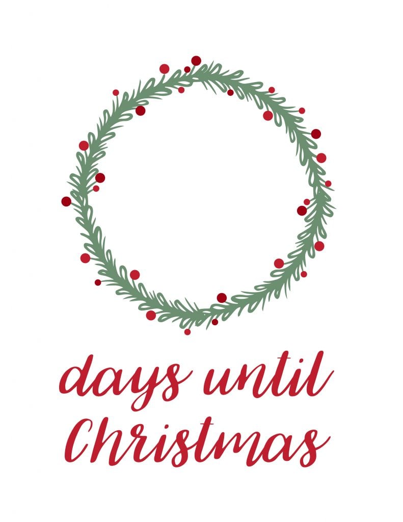 Printable Dry Erase Christmas Countdown