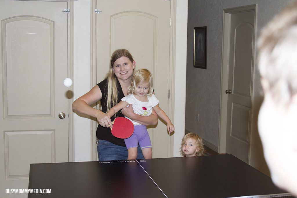 Playing ping pong as a family