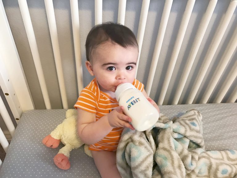 baby with Avent bottle