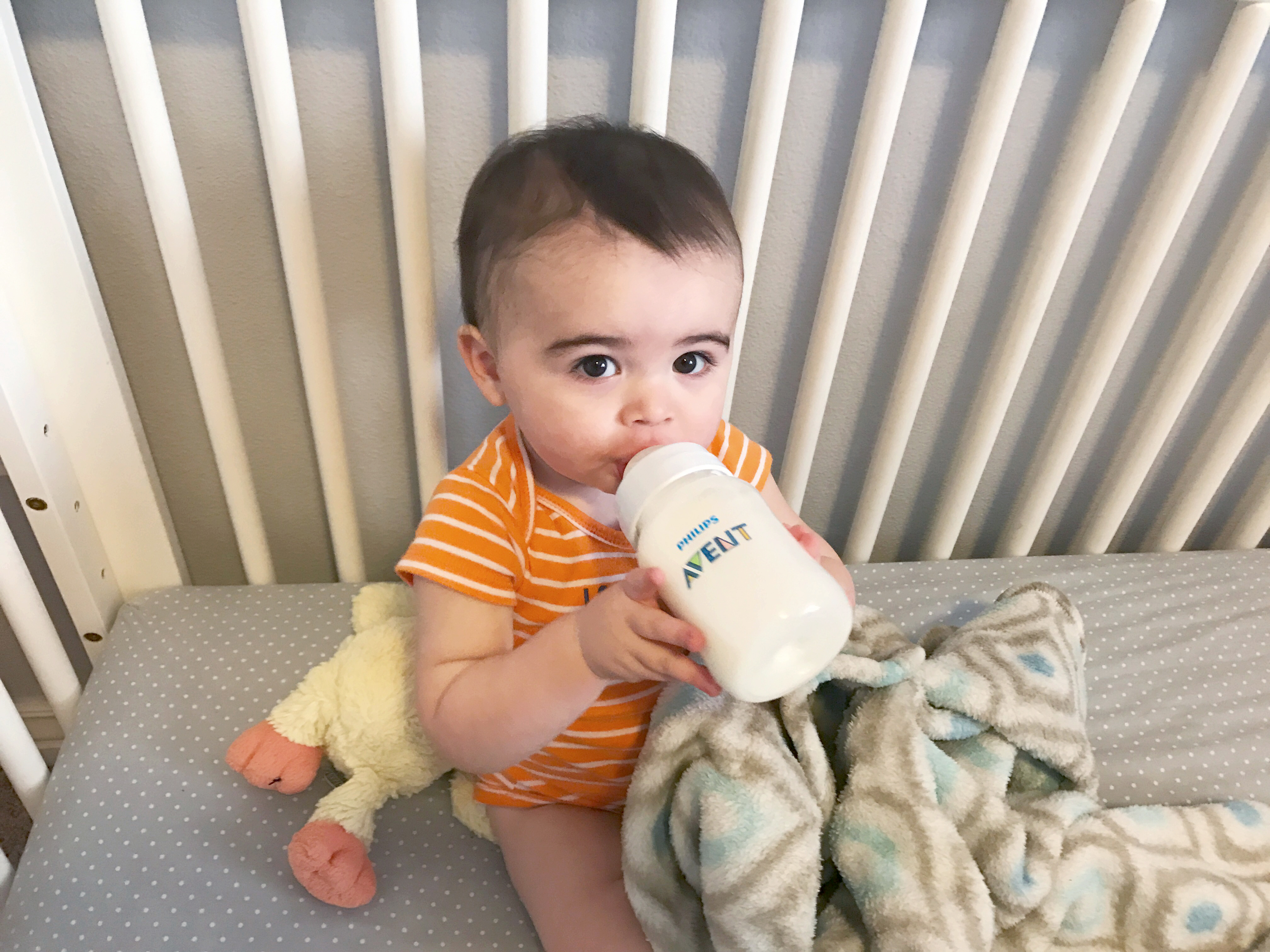 baby with Avent bottle