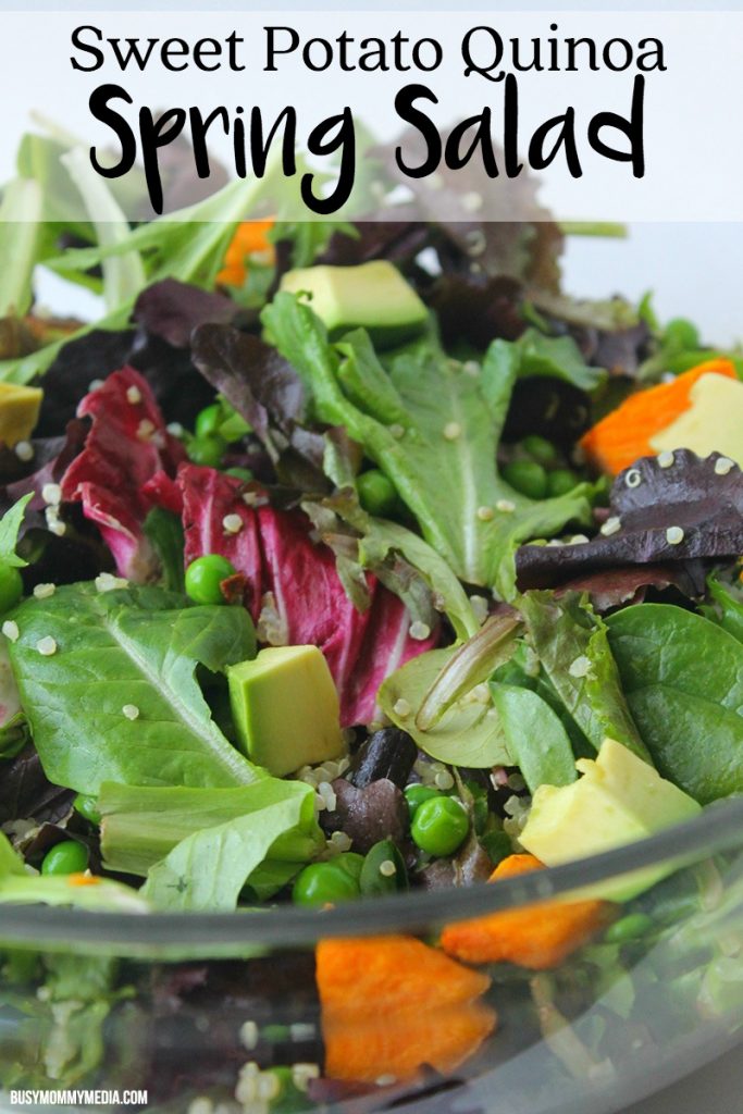 Sweet Potato Quinoa Spring Salad | This garden salad is the perfect combination of sweet and savory and is packed with nutrient dense ingredients!