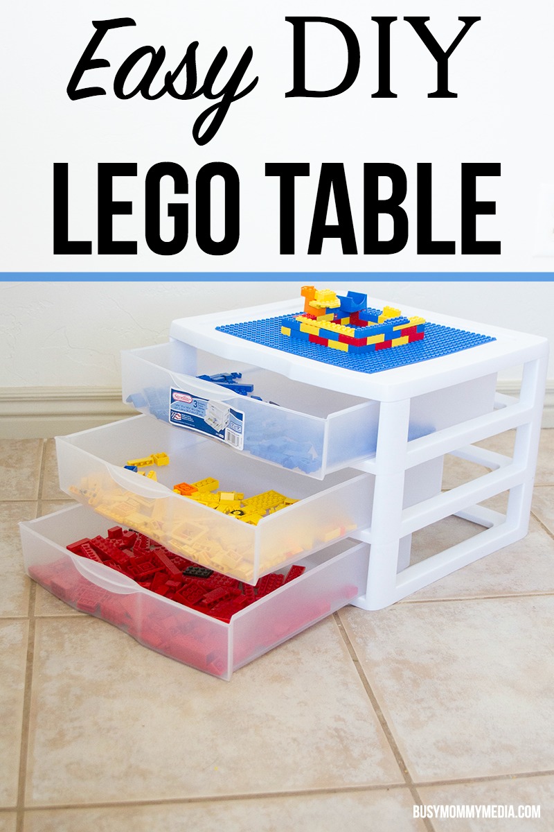 Easy DIY Lego Table | Want to make your own Lego Table? This project takes less than 10 minutes and kids LOVE it when it is done. This would make a great homemade gift idea!