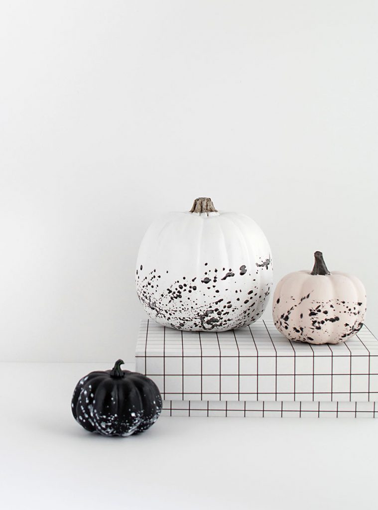 paint splattered pumpkins