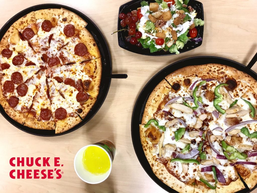 Eating at Chuck E. Cheese's