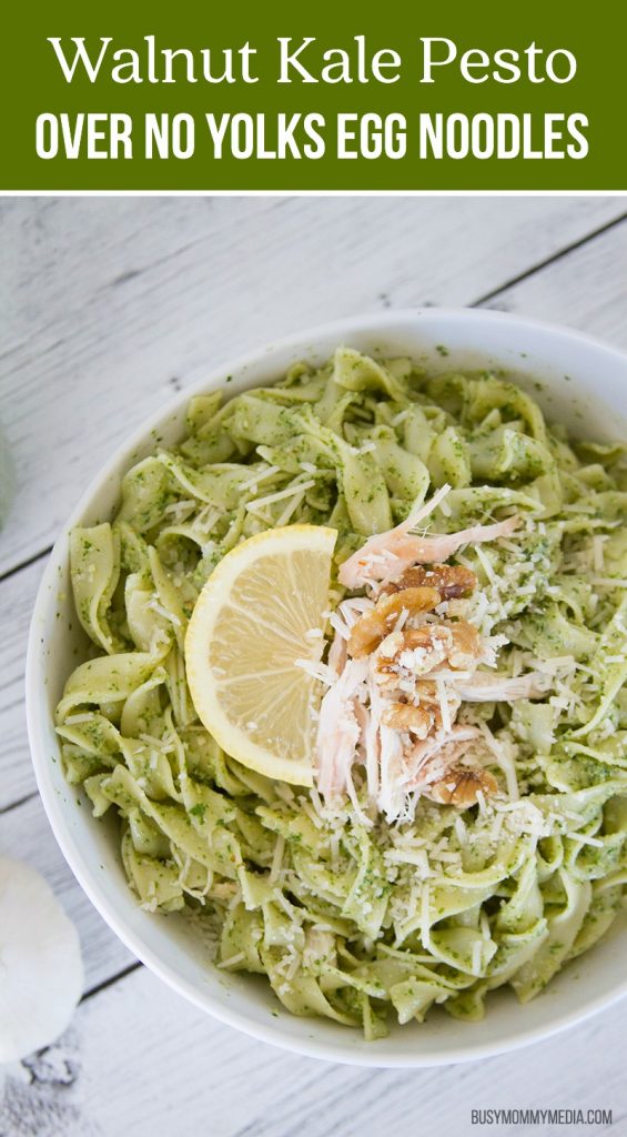 Walnut Kale Pesto over No Yolks Egg Noodles