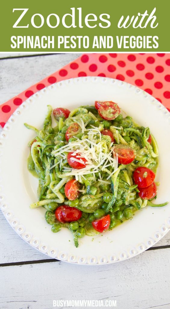 Zoodles with Spinach Pesto and Veggies