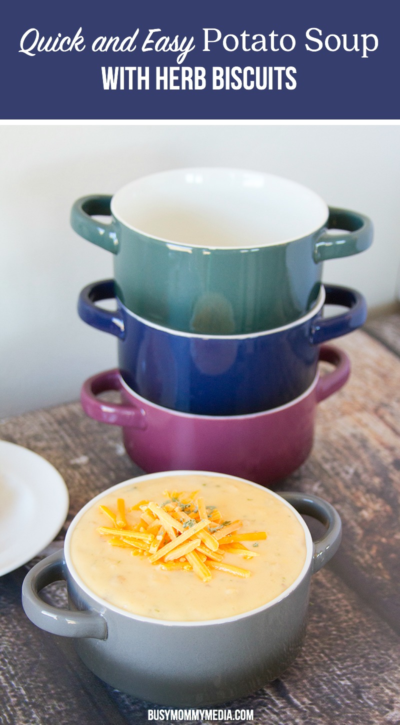 Quick and Easy Potato Soup with Herb Biscuits 