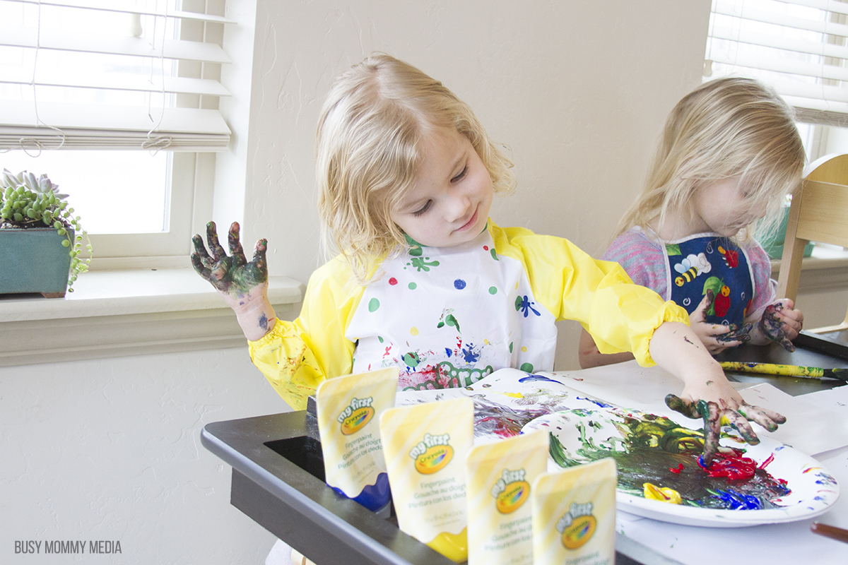 Finger painting with Crayola