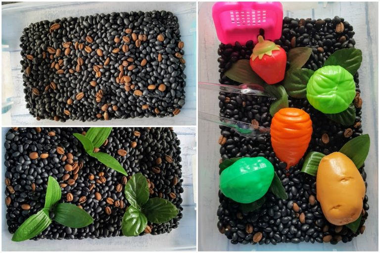 Veggie Garden Sensory Bin for kids