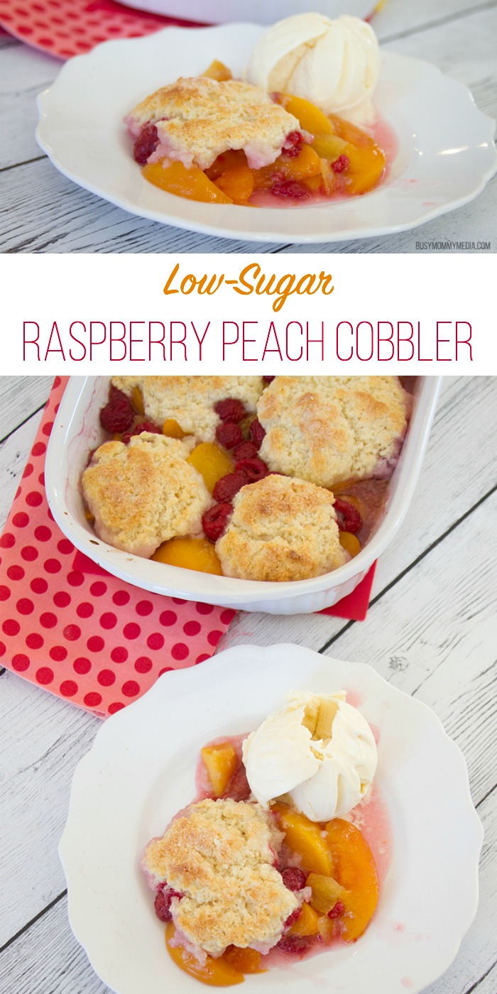 Low-Sugar Raspberry Peach Cobbler 