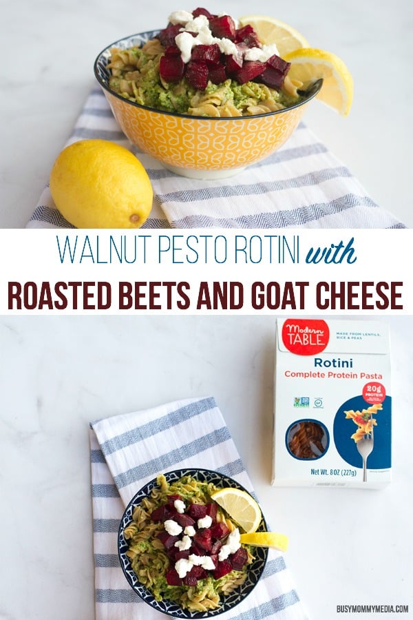 Walnut Pesto Rotini with Roasted Beets and Goat Cheese