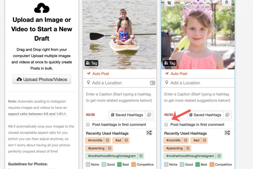 Adding hashtags in the first comment with Tailwind