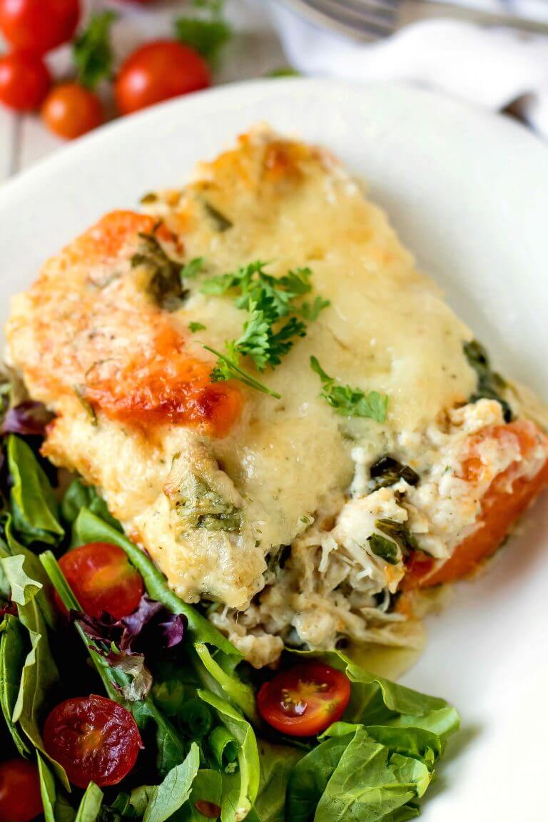 Cheesy Chicken Sweet Potato Casserole