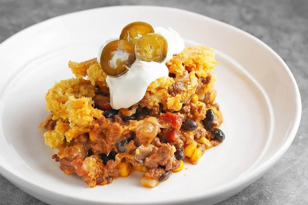 Cheesy Chili Cornbread Casserole
