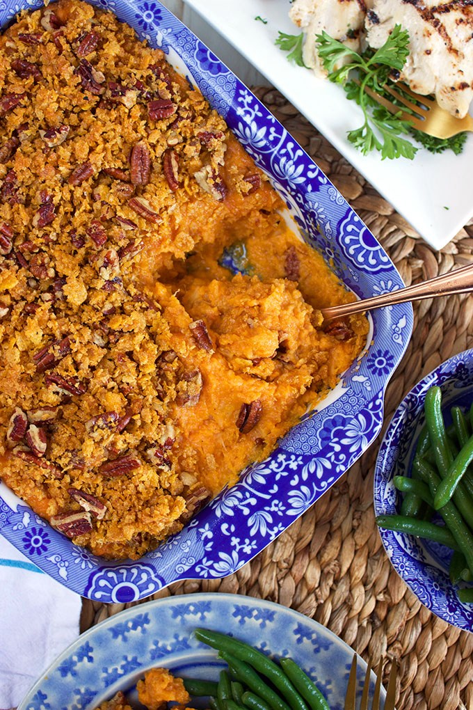 Sweet Potato Casserole with Cornflake Pecan Crust 