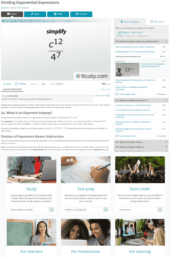 study.com for struggling students