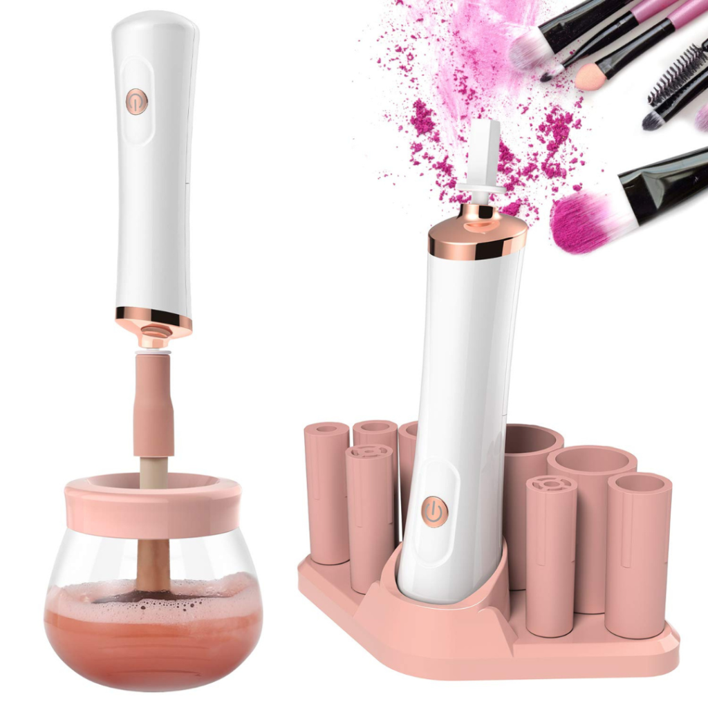 a pink and white device with pink liquid in it