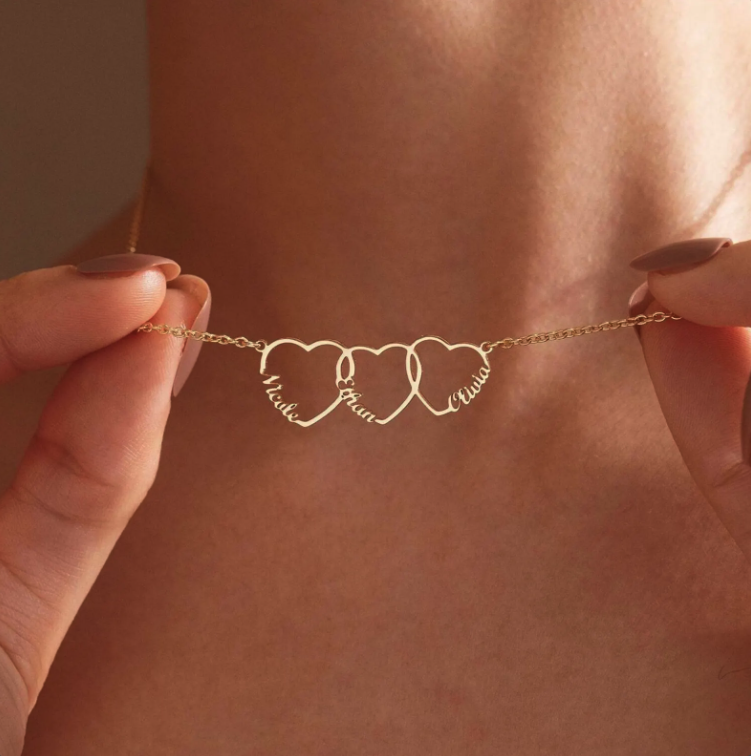 Family Name Necklace with Heart for Affordable Mother's Day Gifts