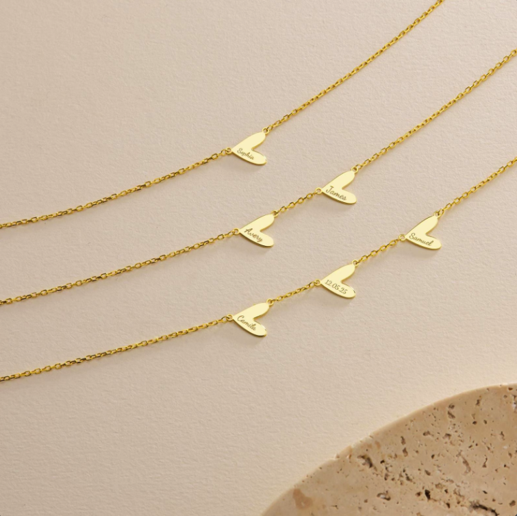 Personalized Engraved Mother Daughter Heart Necklace